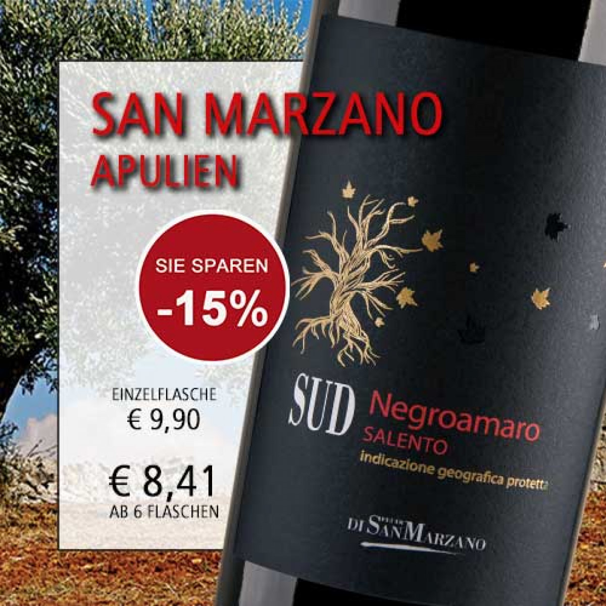 Negroamaro SUD IGP Salento (San Marzano) - italienischer Rotwein aus Apulien