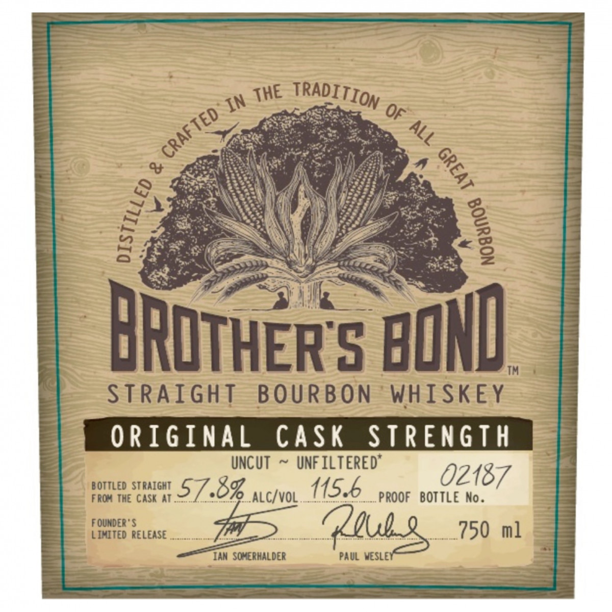 Brother’s Bond Original Cask Strength Straight Bourbon Whiskey Unfiltered 750 ml (57,9% Vol.)  - Ian Sommerhalder & Paul Wesley - Neue limitierte Edition