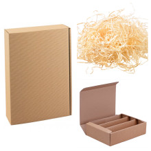 Weinpräsentkarton in rot mit Holzwolle für 3 Flaschen - Kopie